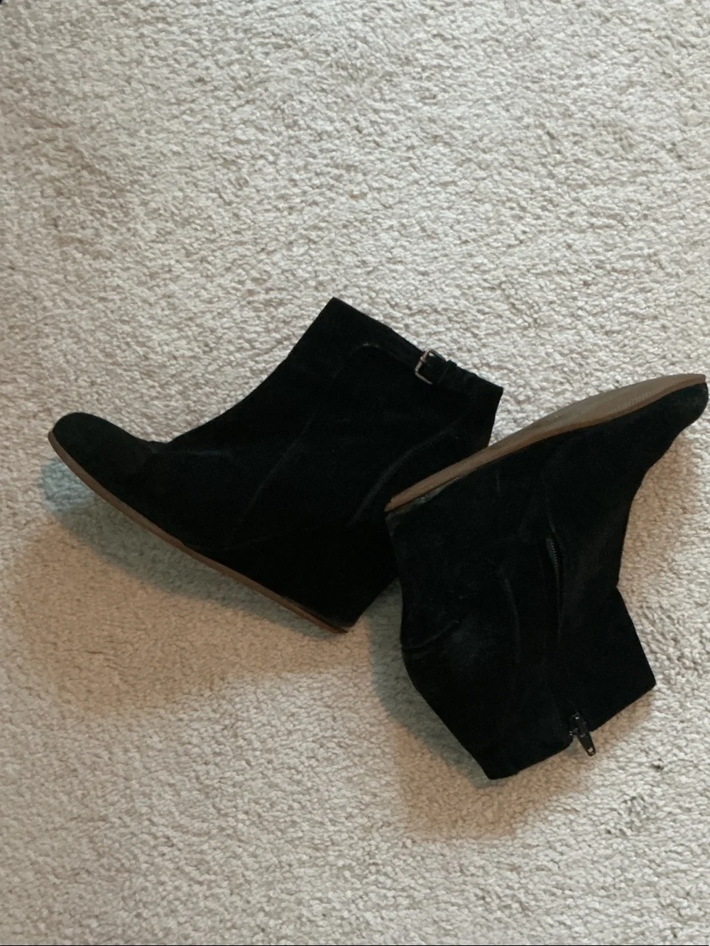 Lanvin Black Suede Wedge Ankle Boots